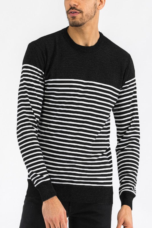 ROUND NECK STRIPED SWEATER Sweater- CITYBOYZ★USA