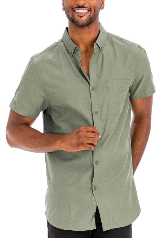 Weiv Men's Casual Short Sleeve Solid Shirts Collard Shirt- CITYBOYZ★USA