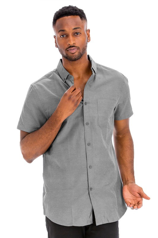 Weiv Men's Casual Short Sleeve Solid Shirts Collard Shirt- CITYBOYZ★USA