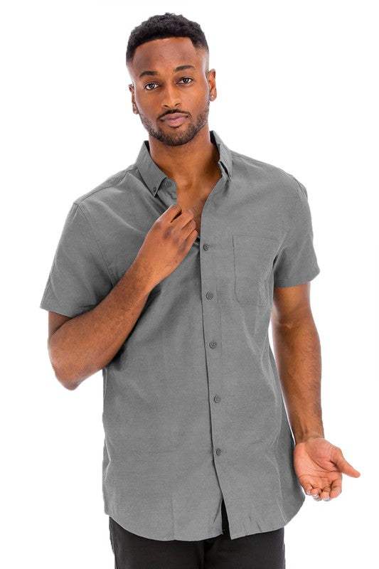 Weiv Men's Casual Short Sleeve Solid Shirts Collard Shirt- CITYBOYZ★USA