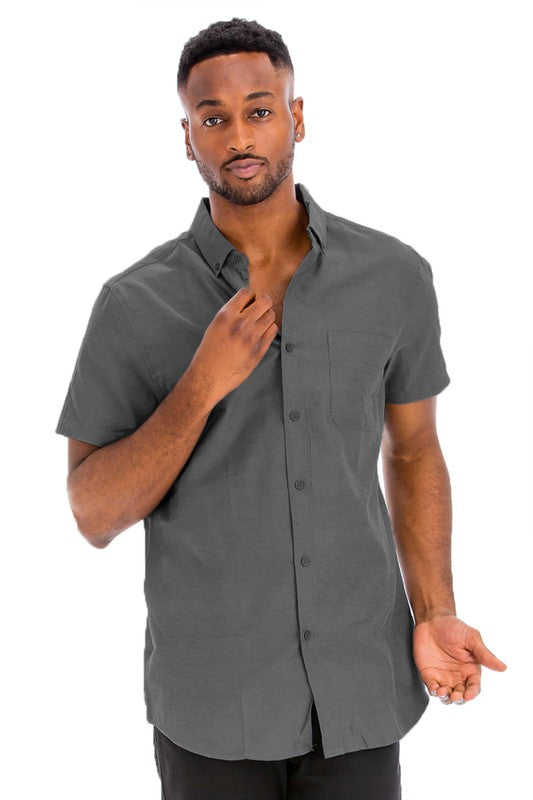 Weiv Men's Casual Short Sleeve Solid Shirts Collard Shirt- CITYBOYZ★USA