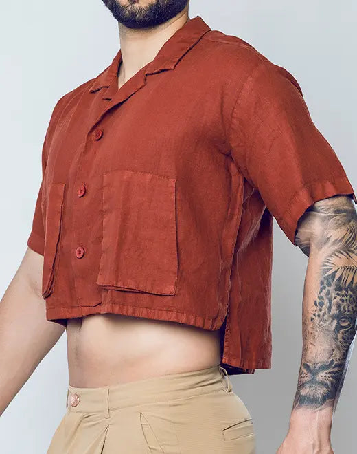 2Eros Cropped Linen Shirt