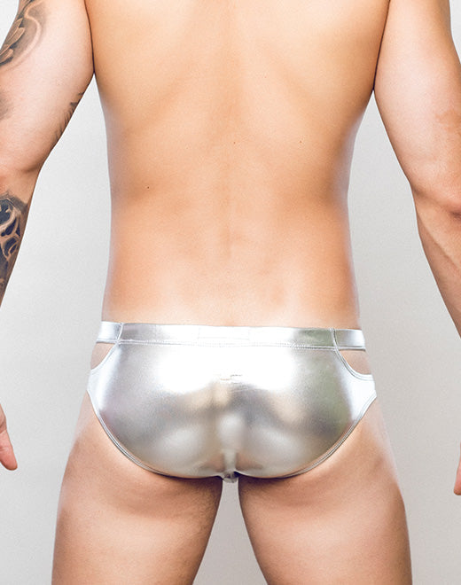 2Eros MetaLux Silver Cutout Swim Brief V30