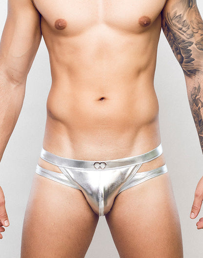 2Eros MetaLux Silver Cutout Swim Brief V30