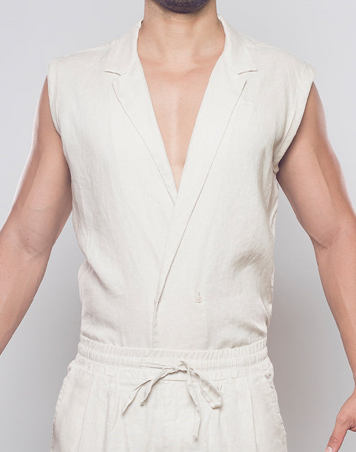 2Eros Breezy Linen Single Button Wrap Vest